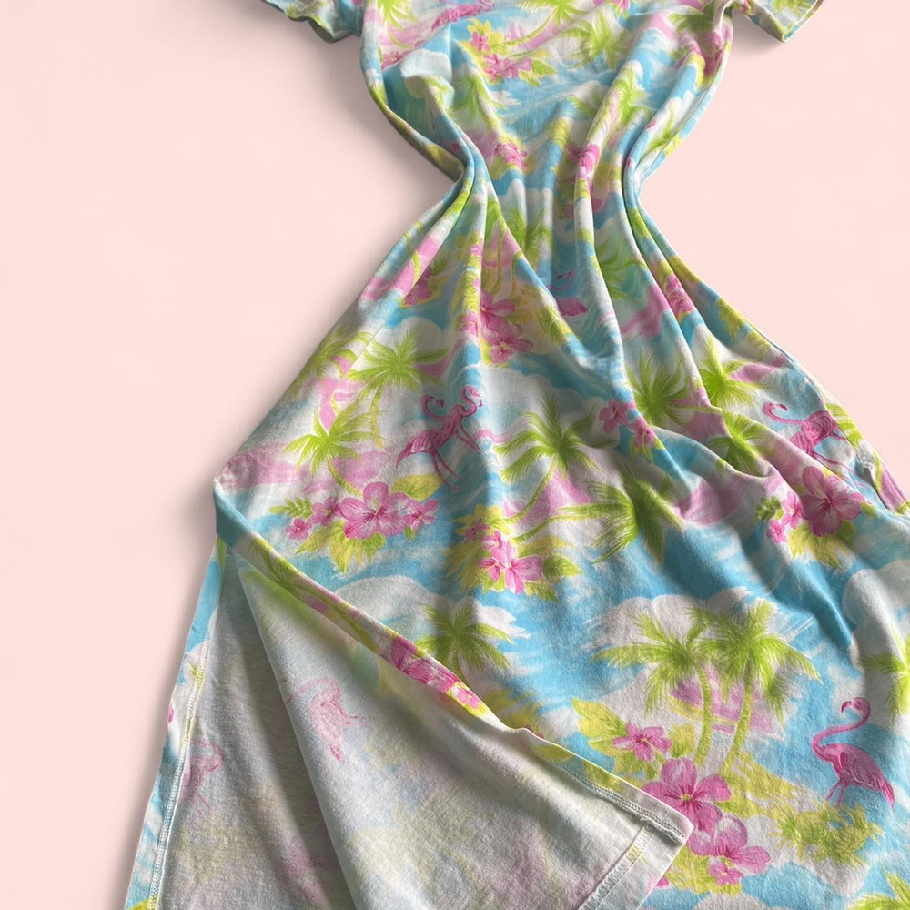 Girl Friends by Anita G 100% Cotton Tropical Flamingo Maxi‎ Dress women’s M